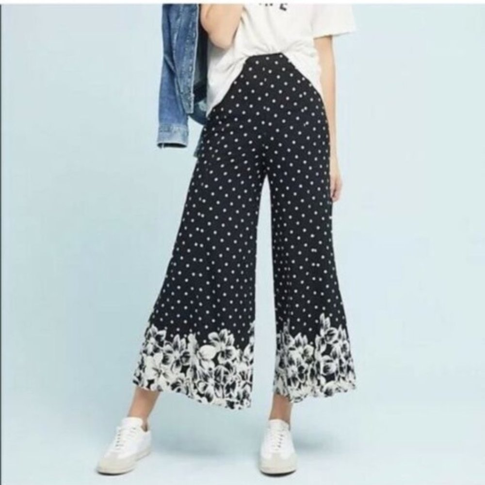 Cropped Wide Leg Pants - Polka Dot